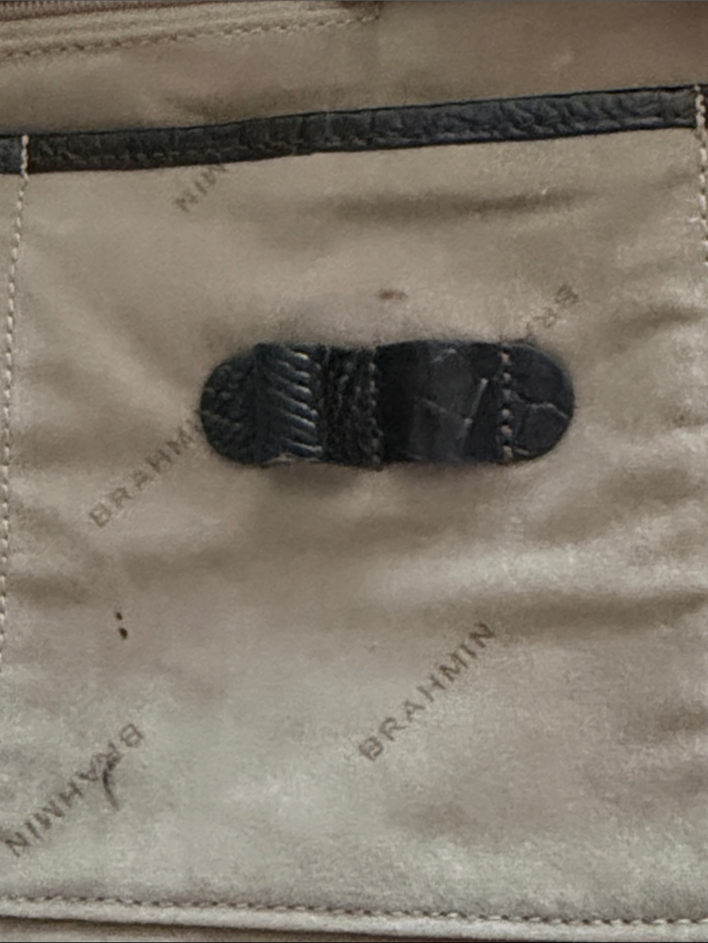 Brahmin Dark Brown and blackCroc-Embossed Leather Messenger Bag gold hardware - Picture 11 of 17